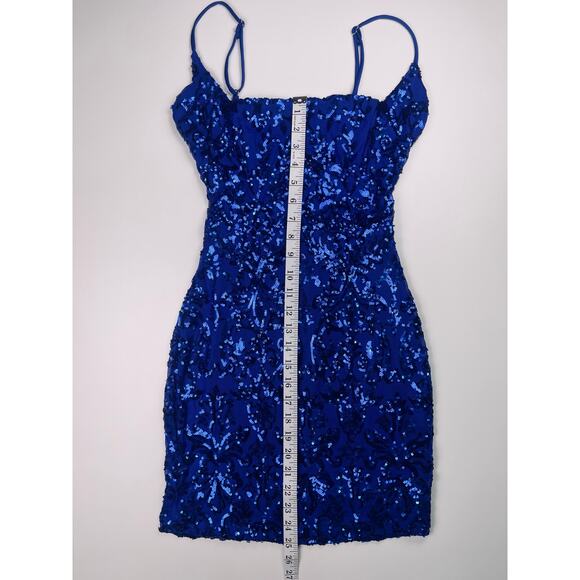Windsor Leila Blue Sequin Lace-Up Bodycon Mini Dress XS - Picture 8 of 13